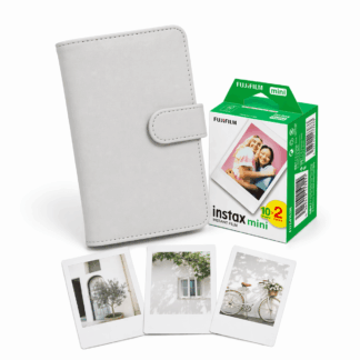 Kit Instax Mini Fujifilm: Películas + Álbum Instax Gris claro liso