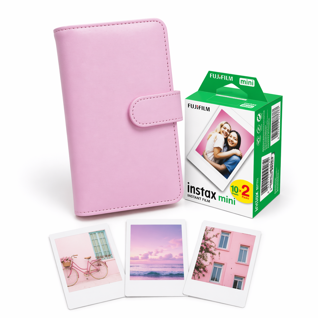 Kit Instax Mini Fujifilm: Películas + Álbum Instax Pink Liso