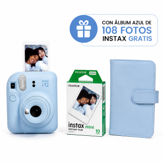 Kit INSTAX Mini 12 - Pastel Blue + 10 películas + álbum gratis